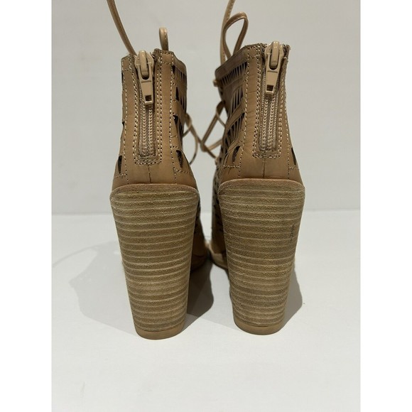 Jeffrey Campbell Rodillo Lazer Cut Beige Nubuck Wedge Lace Up Sandals Size 6 M - Picture 5 of 7
